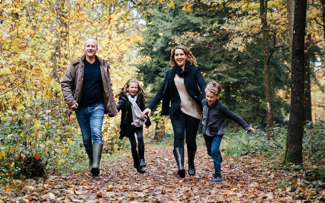 Lifestyle Family Portrait shoot in beautiful autumnal woodland