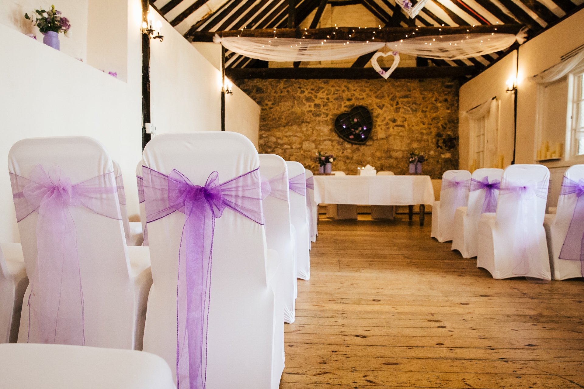 Stunning Wedding set up at The Buttery, ceremony room at The Bull Hotel, Wrotham, Kent