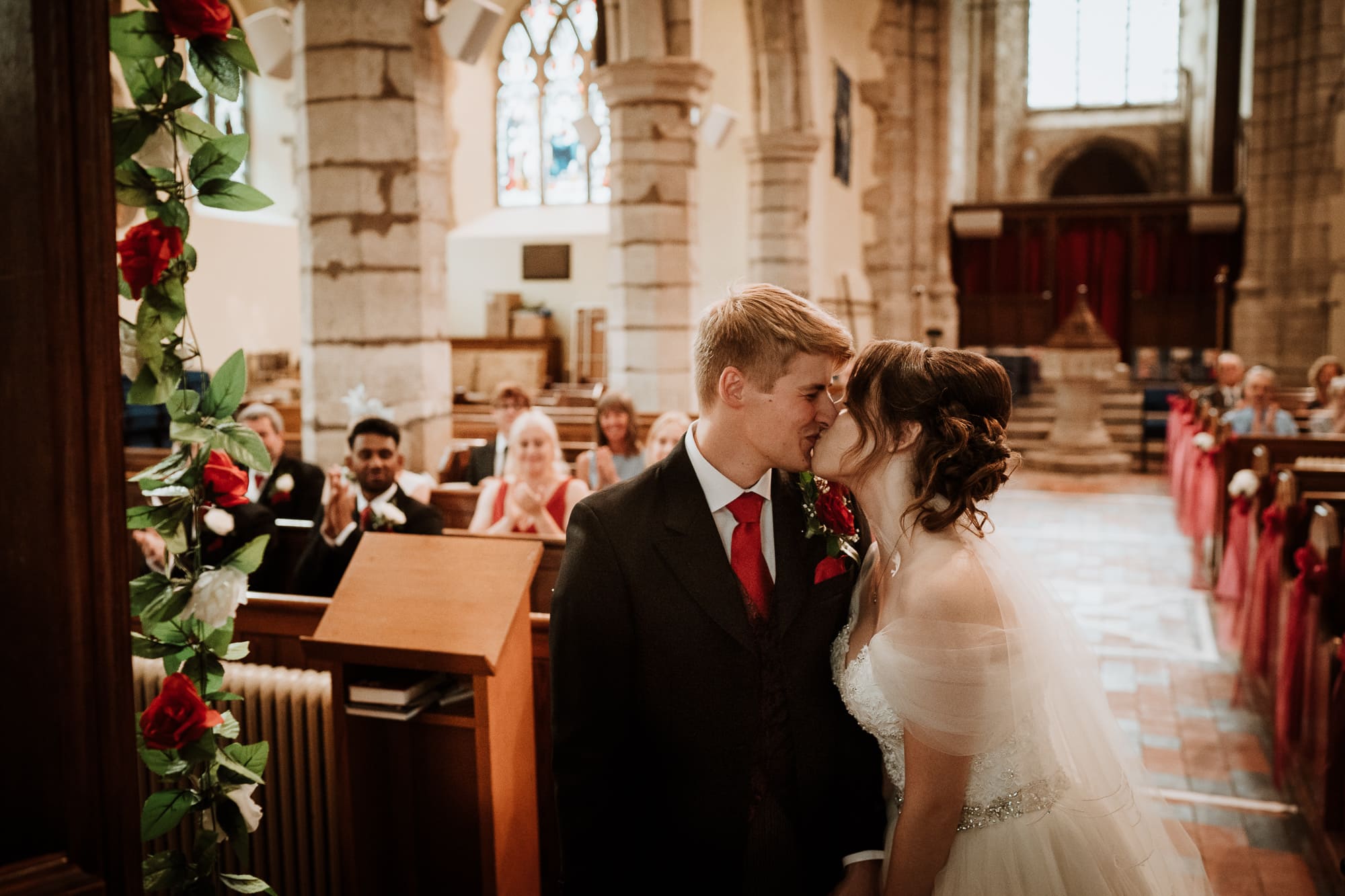 Bride and Groom share their first kiss as husband and wife
