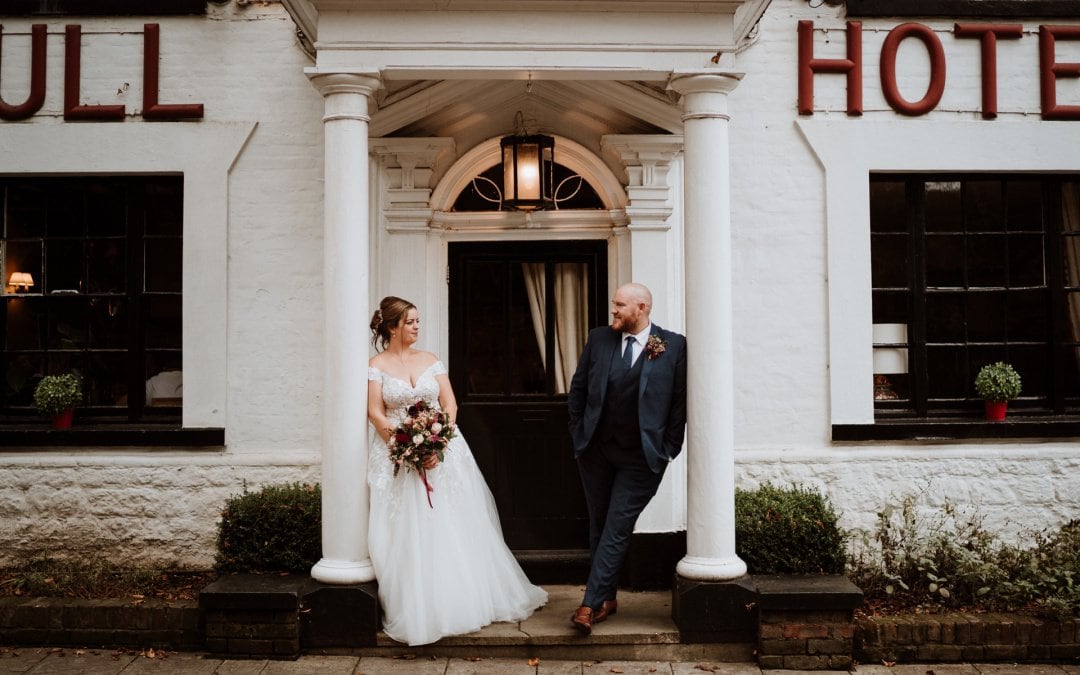 Autumnal Wedding with burgundy florals at The Bull Hotel