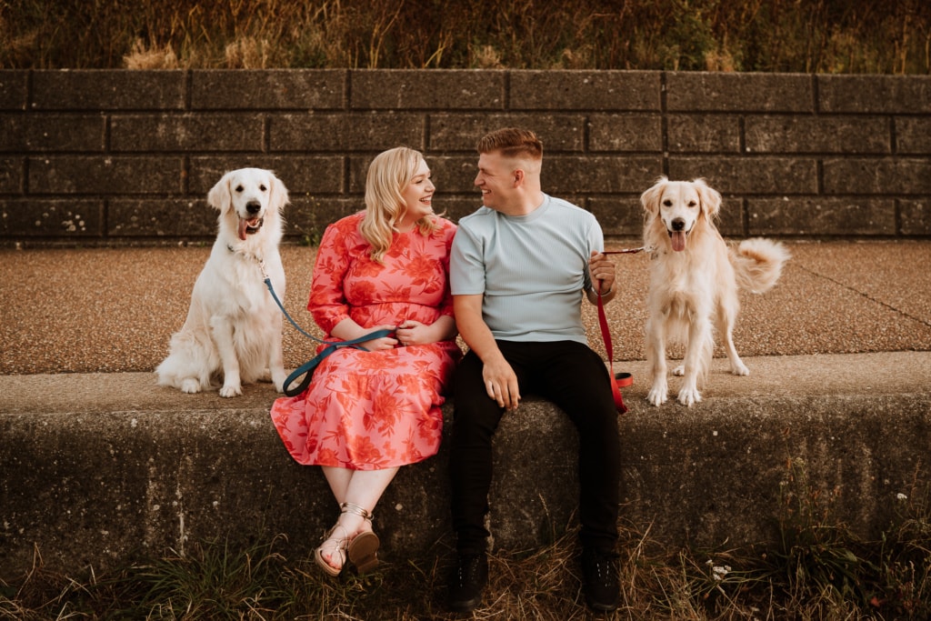 An engagement photoshoot idea is to include your dogs 