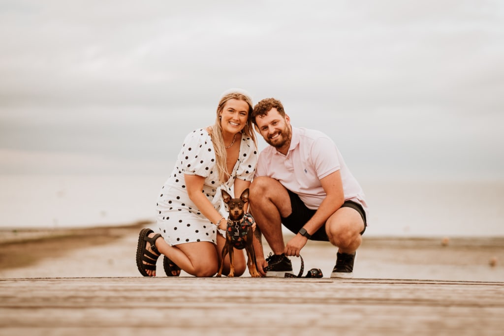 An engagement photoshoot idea is to include your dog 