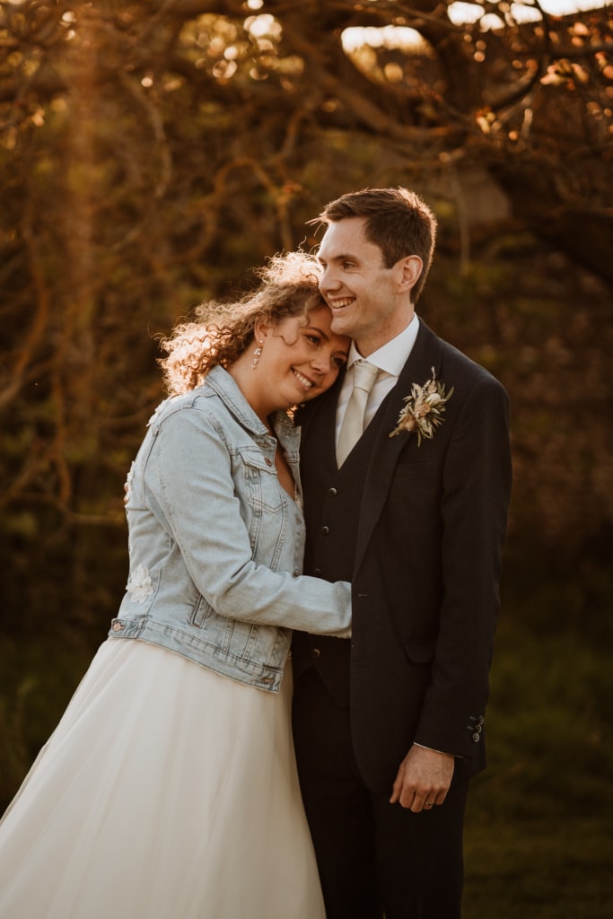Natural wedding photography of the bride and groom during couples portraits 