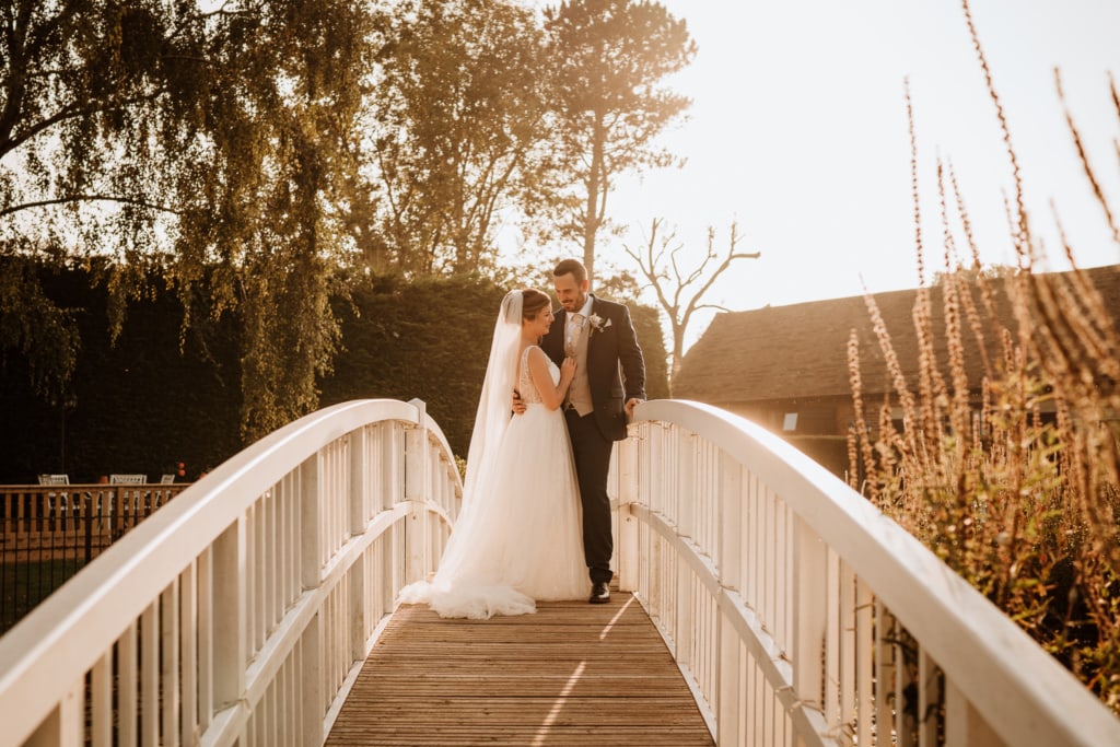 The couple outside of Winters Barns in Canterbury which is a wedding venue in Kent 