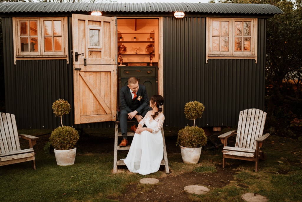 Couple outside of The Secret Garden in Ashford which is a wedding venue in Kent