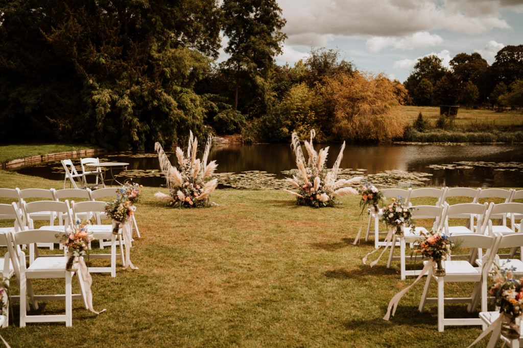 Outdoor ceremony set up at a Kent wedding