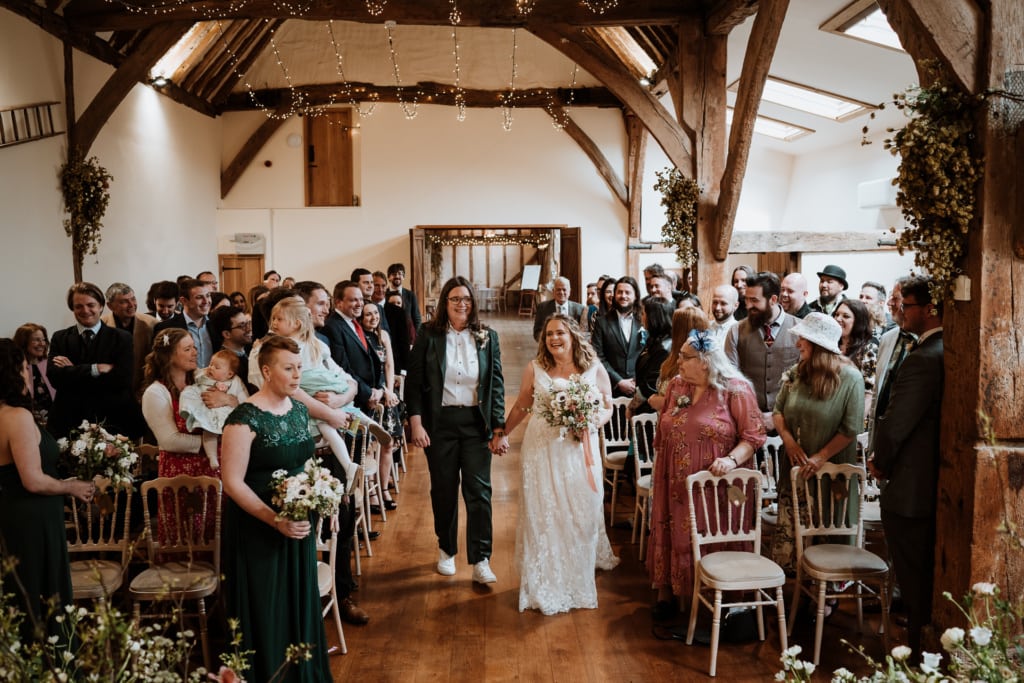 An indoor ceremony at Winters Barn in Kent