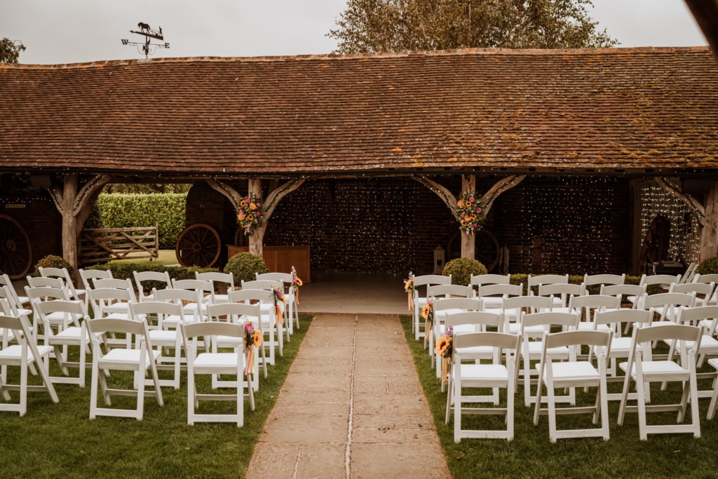Outdoor ceremony space at Winters Barn in Kent