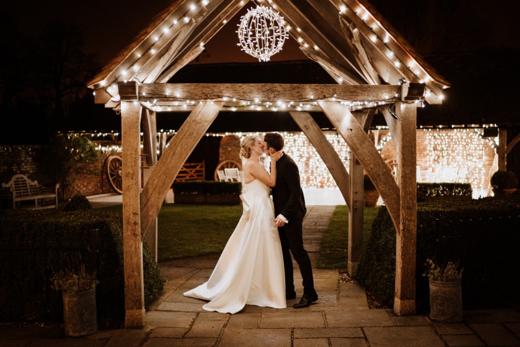 Couple portraits in the gardens at Winters Barn in Kent